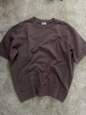 Uniqlo U Men's Crewneck Short-Sleeve Sweater in Dark Brown